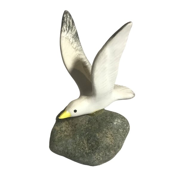 Handcrafted Seagull On Rock Sculpture By Joni B.C. Canada Nautical Beach House - Picture 1 of 10